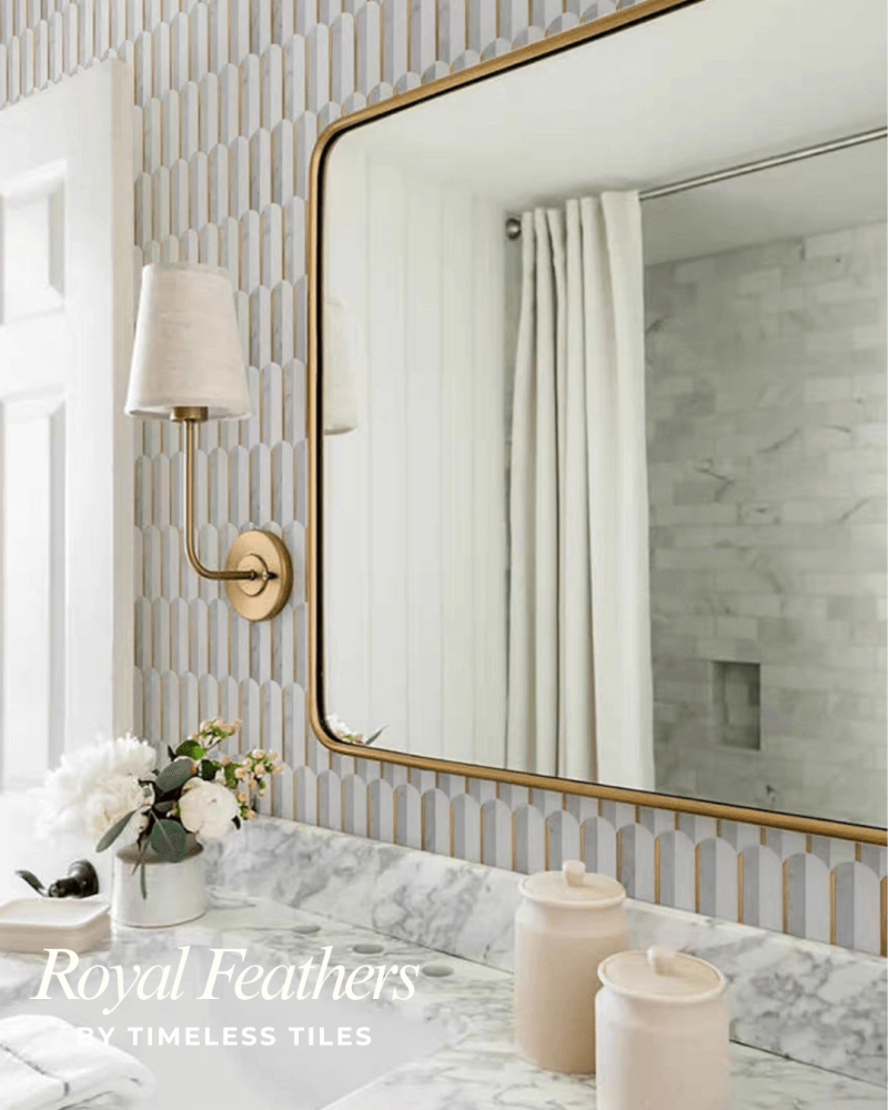 โมเสคหินอ่อน TIMELESS TILES รุ่น ROYAL FEATHER 23.5X28.5 ซม. สีเทาขาว_4